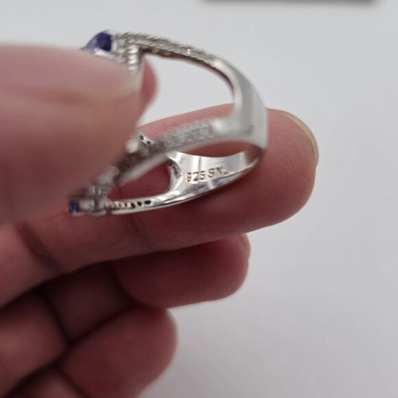 Size 6.5 Sterling Silver Tanzanite With Topaz Accents Open Style Ring A3623 - Picture 7 of 10
